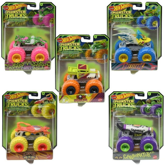 1 Piece Mattel DP Hot Wheels Monster Truck Glow in the Dark, 1 Piece(Assorted Style)