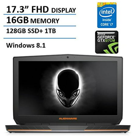 Refurbished 2016 Dell Alienware 17.3 Inch FHD Gaming Laptop (Intel Core i7-4710HQ up to 3.5 Ghz Processor, 16GB DDR3 RAM, 128GB M.2 SSD + 1TB HDD, NVIDIA GeForce GTX 970M 3GB GDDR5, Windows (Best Alienware Laptop For The Price)