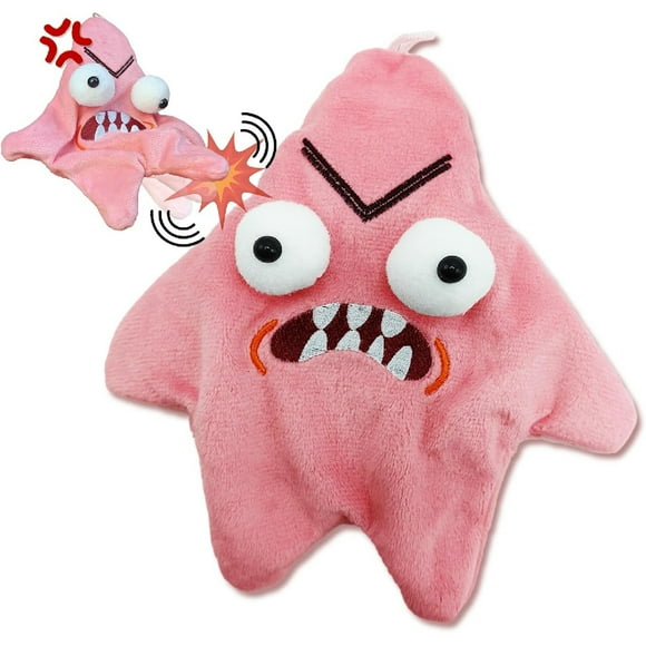 Angry Starfish Plush Toy with Moving & Shooting Effects - Interactive Stuffed Animal for Kids, Soft Angry Star Car Hanging Decor, Cute Stuffed Star Doll for Bedroom