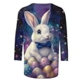 thumbnail image 4 of Easter Graphic Top for Women Vibrant Rabbit and Spring Floral Meadow Pattern Crewneck Half Sleeve Loose Fit Festive Celebration Shirt, 4 of 5