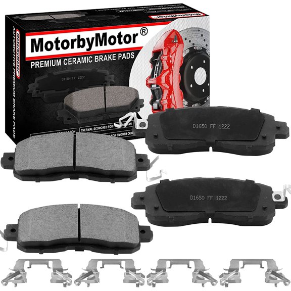Front Ceramic Brake Pads w/Hardware Kits Fits for Nissan Altima 2013-2020, Nissan Leaf 2014-2017 -Ceramic Low Dust Brake Pad-4 Pack