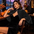 thumbnail image 6 of Jsaierl Women's Velvet Capelet Shawl Cloak Tie Front Short Collared Vampire Halloween Cosplay Costume Cape, 6 of 9