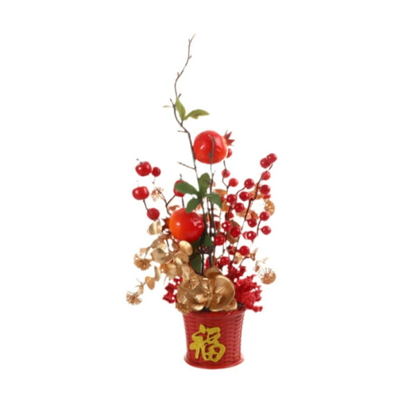Tnarru Chinese Lunar Year Decoration Artificial Flowers Bouquet 2025 Fake Flower Blessing Bucket for Spring Festival Homes Decor Gift