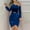 Blue, variant on Zedker Women's Elegant Fall Off The Shoulder Dresses Casual Long Sleeve Ruched Side Slit Cocktail Party Bodycon Mini Dress Plus Size Green L