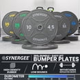 thumbnail image 2 of Synergee Bumper Plates – Durable Olympic Weight Plates, Low-Bounce Rubber for Strength Training, Powerlifting, and Functional Workouts., 2 of 6