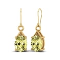 thumbnail image 2 of 8x6 MM Oval Lemon Quartz 925 Sterling Silver Gold Vermeil Drop Dangle Mother's Day Gift Women Earrings, 2 of 4