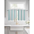 thumbnail image 2 of Teal Grey Stripe Half Window Curtains 24 Inches Long, Modern Farmhouse Vertical Striped Window Treatment Curtain Drapes, Short Curtains Tiers for Kitchen Over Sink, 27.5"x24", 2 Panels, 2 of 7
