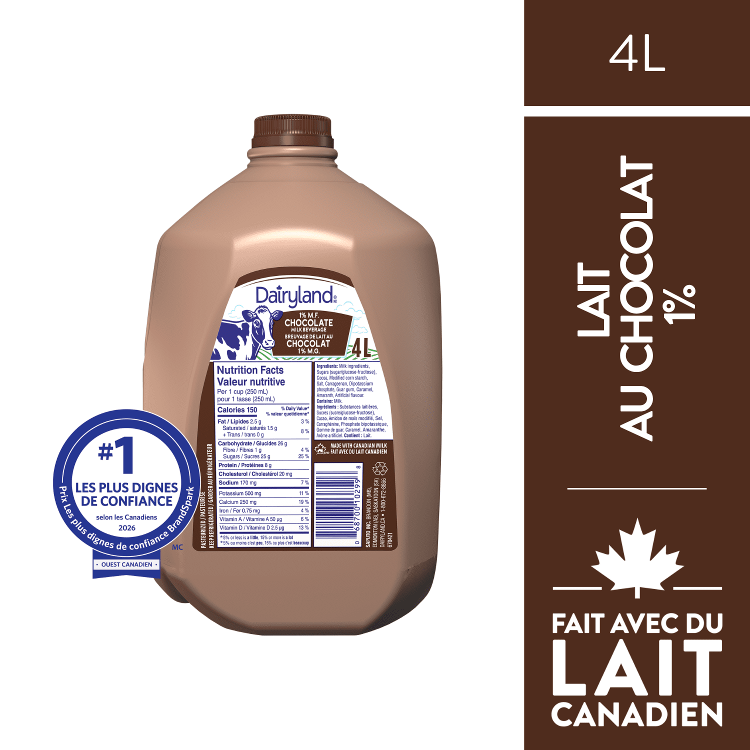 Dairyland 1% Chocolate Partly Skimmed Milk