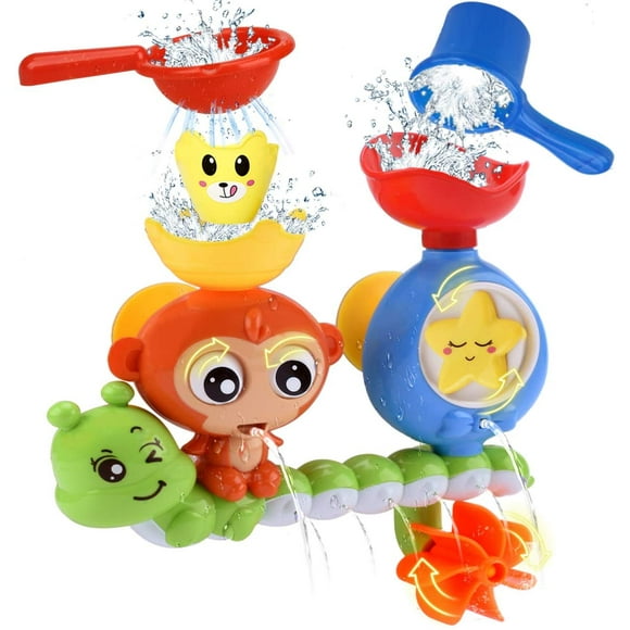 Bath Toys Bathtub Toys for 1 2 3 4 Year Old Kids Toddlers Bath Wall Toy Waterfall Fill Spin and Flow Non Toxic Birthday Gift Ideas Color Box