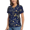 thumbnail image 2 of Vsdgher Vintage Golden Butterfly Women Shirts V Neck Short Sleeve Tops T-Shirt Basic Tees, S to 3XLXX-Large, 2 of 5