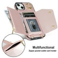 thumbnail image 3 of ShellTech for iPhone 14 Plus Wallet Case with Cross Body Chain,Zipper Case Cover with Coin Pocket Lanyard,Rosegold, 3 of 10