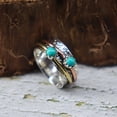 thumbnail image 3 of LD DESIGNS - Turquoise Spinner Ring Wide Hammered Silver Band with Natural Gemstone for Anxiety Relief & Stress Reduction, 3 of 3