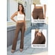 thumbnail image 4 of Pantalones de vestir DLOODA Bootcut para mujer, cintura alta, color marrón, 4 of 7