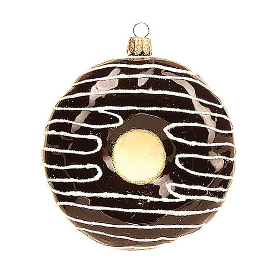 Chocolate Donut Polish Glass Christmas Ornament  Doughnut Tree Decoration