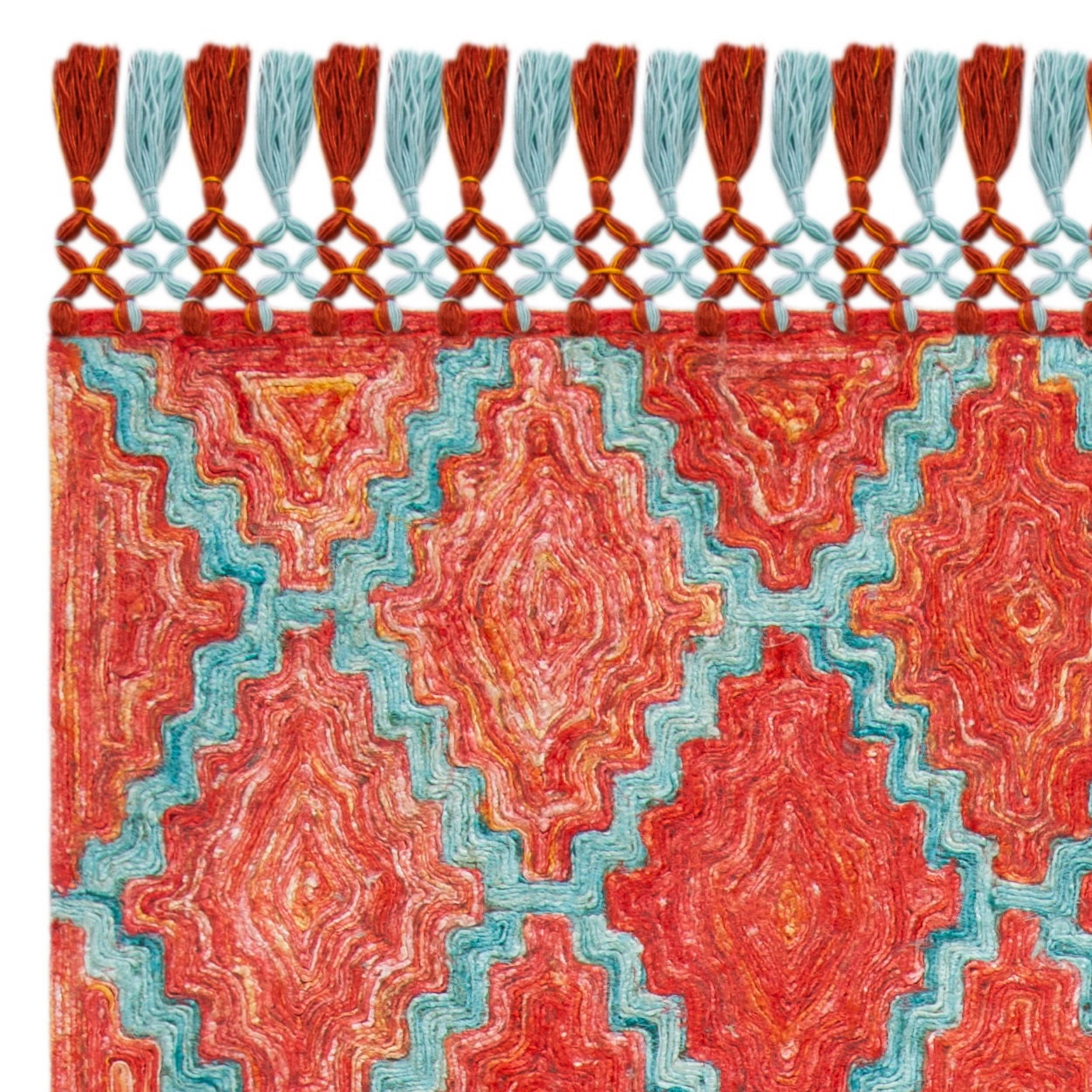 SAFAVIEH Sahara Jeptha Geometric Trellis Area Rug, Rust/Aqua, 4' x 6'