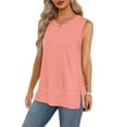 thumbnail image 2 of NANAIQ Sleeveless Women's Tops Pure Color Tank Casual Crew Neck T Shirts for Women Soft Fashion Skin-Friendly Womens T Shirts Summer Tops Watermelon Red S, 2 of 7