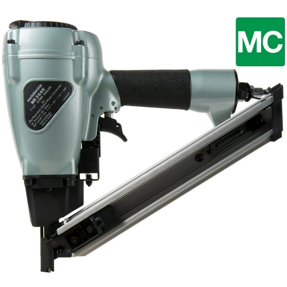 Metabo HPT Strap-Tite Fastening System Strip Nailer, Pro-preferred Pneumatic Power Nailers, Metal Connector Tool for Fastening Metal Connectors to Wood, 36° Magazine, 1-1/2″ Connector Nails, NR38AK