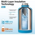thumbnail image 3 of Biwat 2L Insulated Water Bottle 64 oz Multiple Insulation Vacuum Sealed Portable Sports Half Gallon Metal Water Jug for Outdoor Adventure, Gym, and Daily Use Leak Proof & Non-BPA 2 Liter, 3 of 4