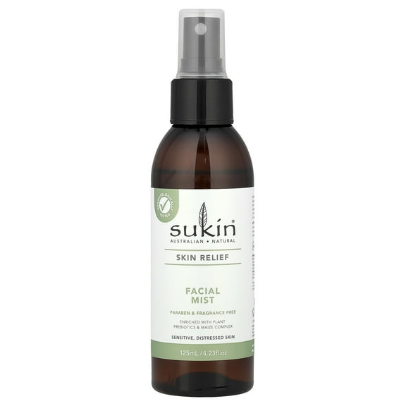 Sukin Skin Relief, Facial Mist, Sensitive, Distressed Skin, Fragrance Free, 4.23 fl oz (125 ml)