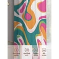 thumbnail image 5 of Colorful Moire Sheer Curtains 84 Inch Length 2 Panels Set, Modern Art Abstract Geometric Voile Window Treatment Rod Pocket Curtains Sheers Drapes for Bedroom/Living Room/Kitchen 52"x84"x2, 5 of 7