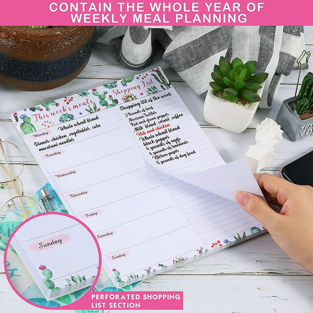 Weekly Meal Planner Pad - Magnetic Undated Weekly Meal Planning Pad with Premium Paper, 7”x 9”, 52 Weeks, Easily Tear Off Grocery List Magnet Pad for Fridge