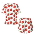 thumbnail image 6 of "Wukai Strawberries Women's Pajama Set - Short-Sleeve Top and Shorts with Elastic Waistband and Pockets for Loungewear, Yoga, and Casual Wear-Medium, 6 of 8