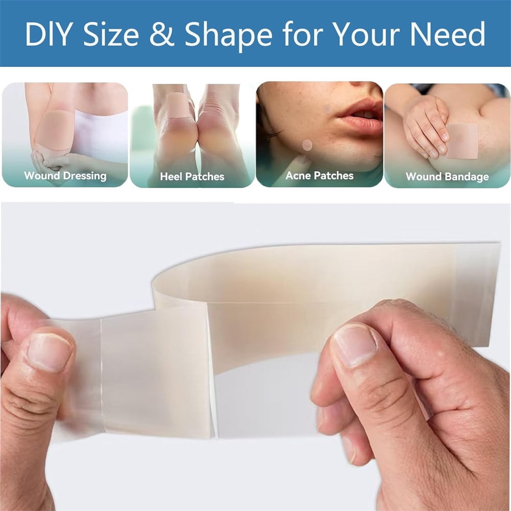Triani 1Roll Hydrocolloid Roll for Wound Care 16.4Ft Extra Large Hydrocolloid Patch Bandages with Self-Adhesive Waterproof Ultra Absorbent Flexible DIY Size & Shape Latex-Free