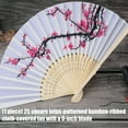 thumbnail image 3 of Handheld Silk Fabric Folding Fan Natural Bamboos Frame Classical Flower Pattern Portable Decorative Accessories, 3 of 11