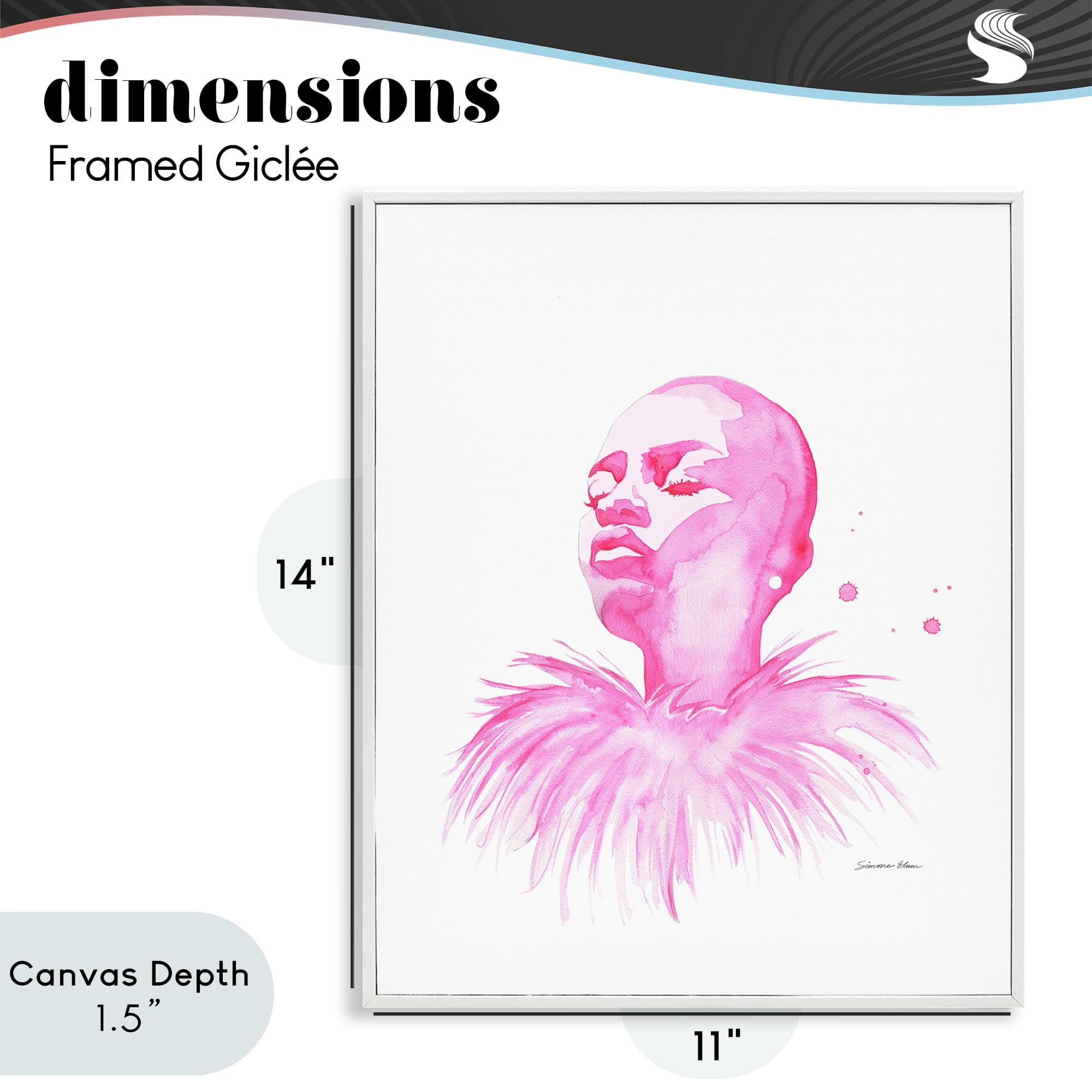 Stupell Industries In A Pink Mood Portrait White Framed Giclee Art, design by Simone Elum