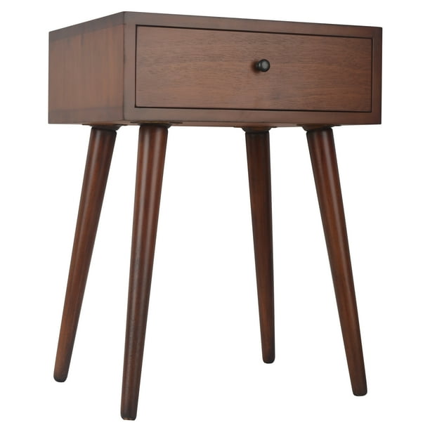 Mid Century One Drawer Wood Side Table Walmart Com Walmart Com