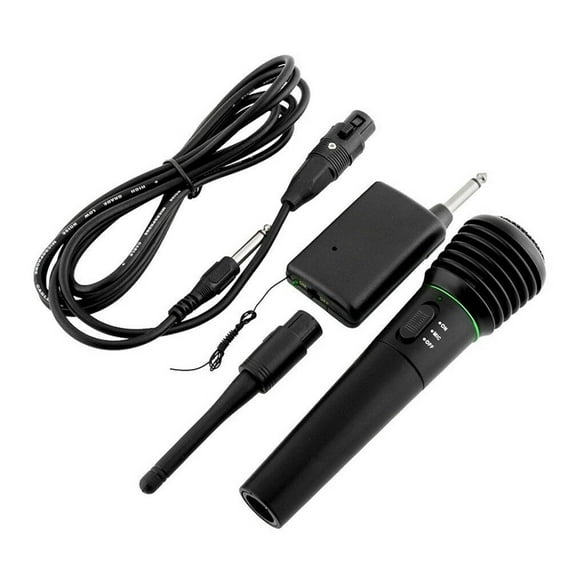 2\-in\-1 Wired Home Karaoke Sing Competition Dual\-use Microphone Stage Cordless Mic black 1pcs