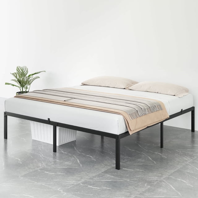 Eastvita Black Full Size Heavy Duty Metal Bed Frame 14-Inch High Profile/Easy Assembly/Noise Free