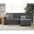 thumbnail image 3 of CHIC HOUSE 78.7" Sectional Sofa with Storage Ottoman Chaise, Corduroy L Shaped Sofa Convertible Sectional Couches for Living Room, 4 Seater Corner Modular Sofa with Deep Seat Throw Pillows, Gray, 3 of 10