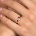 thumbnail image 4 of Gem Stone King 10K Yellow Gold Peach Morganite and Red Ruby Engagement Ring for Women | 1.15 Cttw | Oval 7X5MM | Gemstone October Birthstone | Size 5, 4 of 6