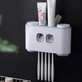 thumbnail image 3 of Soporte para cepillos de dientes, dispensador automático de pasta de dientes montado en la pared y juego de soporte para cepillos de dientes para niños y adultos (azul, rosa, gris) Adepaton LL-0031-2, 3 of 6