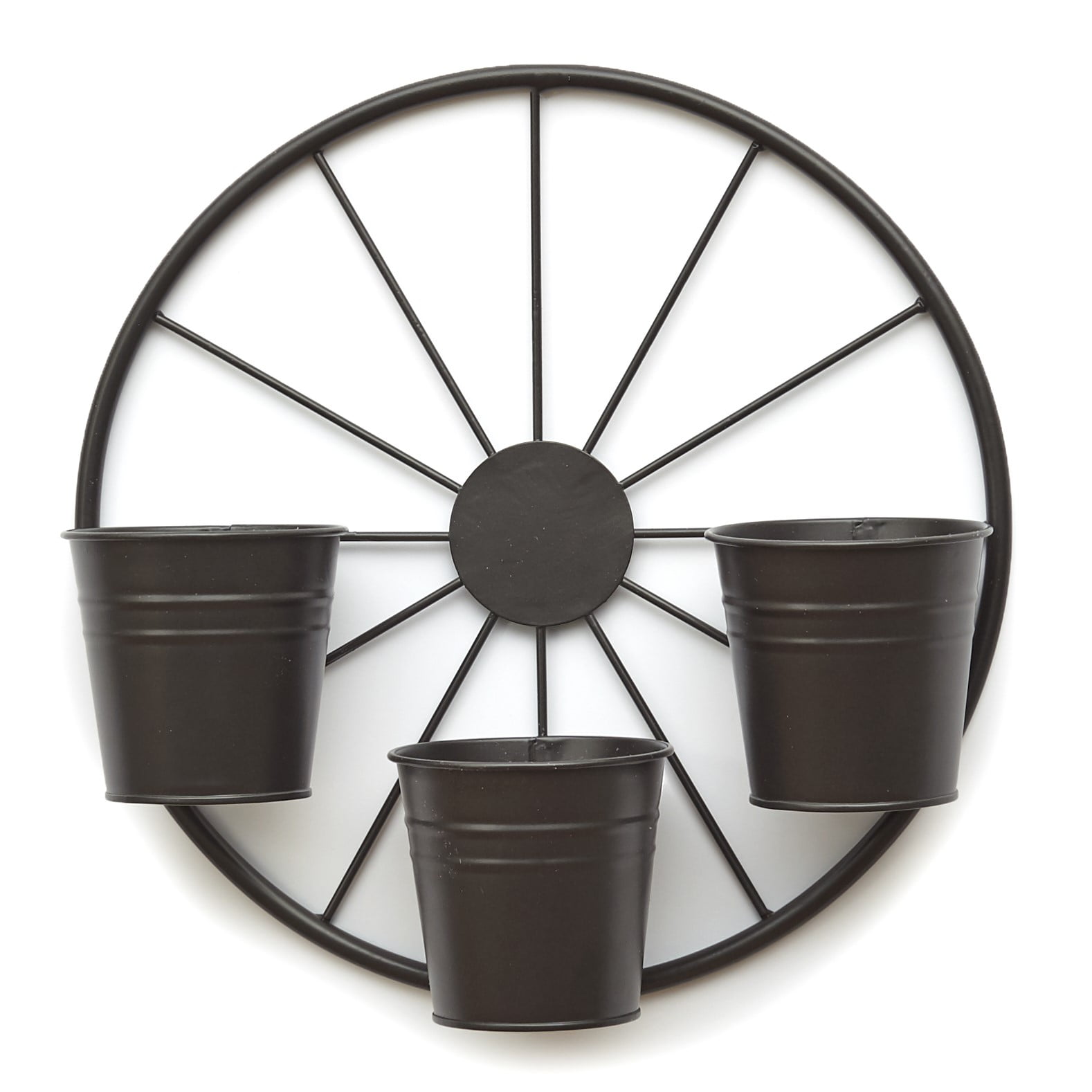 Metal Wagon Wheel Garden Planter for Outdoors Outdoor Fence Accent
