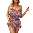 thumbnail image 2 of VISgogo Mameluco de Mujer, Sin Mangas Cintura Alta Abrigo Pecho Retro Estampado Casual Fiesta Verano Mono Corto VISgogo  moda, 2 of 6