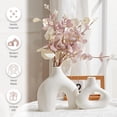 thumbnail image 3 of Daladen Juego de 2 Florero, Florero de Cer&aacute;mica Blanca, Floreros Decorativos Modernos, Florero Redondo Mate de Hierba de la Pampa, Floreros Decorativos para Mesa, Jarrones Decorativos, 3 of 6