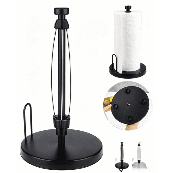 TWGRNF Countertop Metal Paper Towel Holder, Tear Resistance Vertical Paper Rack for Kitchen Counter Home Storage(Black)