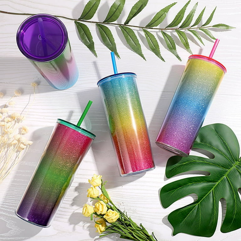 Home Tune 22oz Water Drinking Glitter Tumbler - BPA Free, Wide Mouth,  Tumbler Cup with Straw Lid, Lightweight, Travel Water Bottle with Colorful  Confetti Design For Girls & Boys - Rainbow Blue 