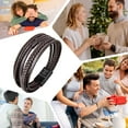 thumbnail image 6 of Mens Bracelet, Adjustable Mens Leather Bracelet with Stainless Steel Magnetic Clasp, Multi-Layer Braided Genuine Leather Bracelet for Men and Women, 6 of 6