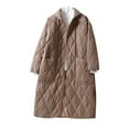 thumbnail image 2 of Jinhomg Women Long Quilted Coat Lightweight Comfy Button Down Hooded Puffer Coat Casual Warm Outerwear with Pockets 2025 Saving Khaki XL, 2 of 9