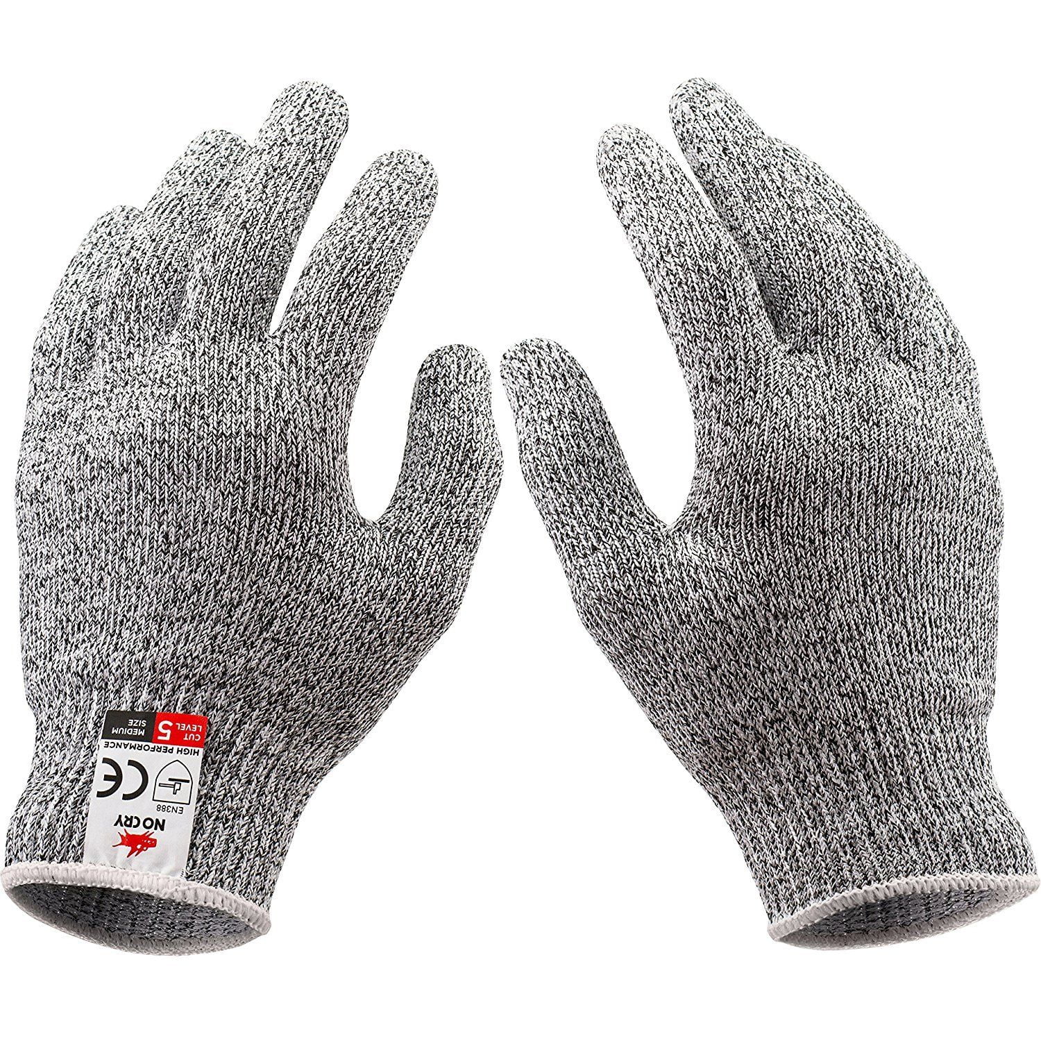 2 NoCry Cut Resistant Gloves High Performance Level 5 Protection Food Grade M XL 