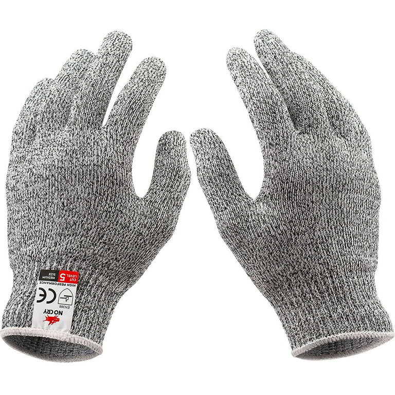NoCry Cut Resistant Gloves Kitchen Large, TECBOX High Performance CE Level  5 Protection, Food Grade Kitchen and Work Safety Gloves - Size Large, Gray