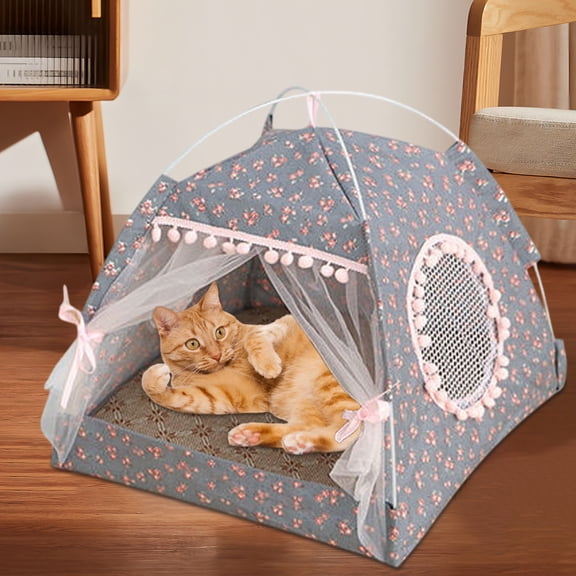 Xihbxyly Tienda de Campaña para Mascotas, Diseño Plegable y Lavable, Cama Semicerrada y Acogedora, Comodidad para Todo Tipo de Clima, Fácil de Guardar, Ideal para Perros Pequeños y Gatos, Colchoneta