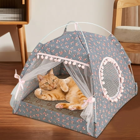 Calming Pet Bed Princess Home Pet Bed for Dog Luxury Four Seasons Kennel House with Cat Cushion Bed Mats for Puppies Animal Bedding Cat Bed and Dog Bed