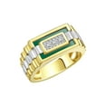 thumbnail image 5 of RYLOS Men's Rings Yellow Gold Plated Silver Designer Ring With Diamonds and Green Quartz Rings For Men Size 12, 5 of 6