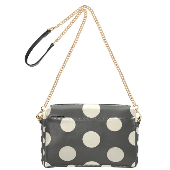 9.65'x3.35'x6.3' Women's Crossbody Bag With All-Over Print Multiple Pockets Black &white Polka Dot Designed