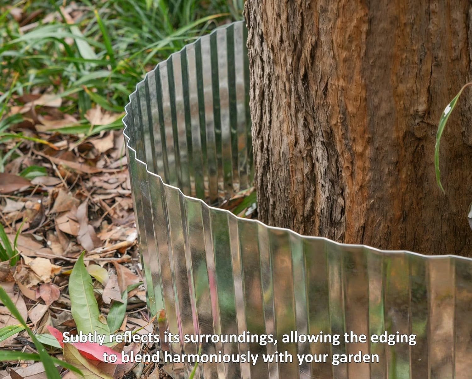 Tramull Corrugated Garden Edging Border,10" x 60' Landscape Paver Edging, Tall Landscape Edging, Fence for Garden, Flower Bed, Lawn and Landscape Edging (Silver)