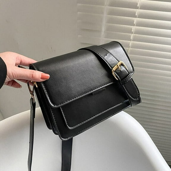 HMSHA Simple Style Square Shoulder Bags for Women PU Leather Crossbody Messenger Bag Female Fashion Small Flap Handbag Purse